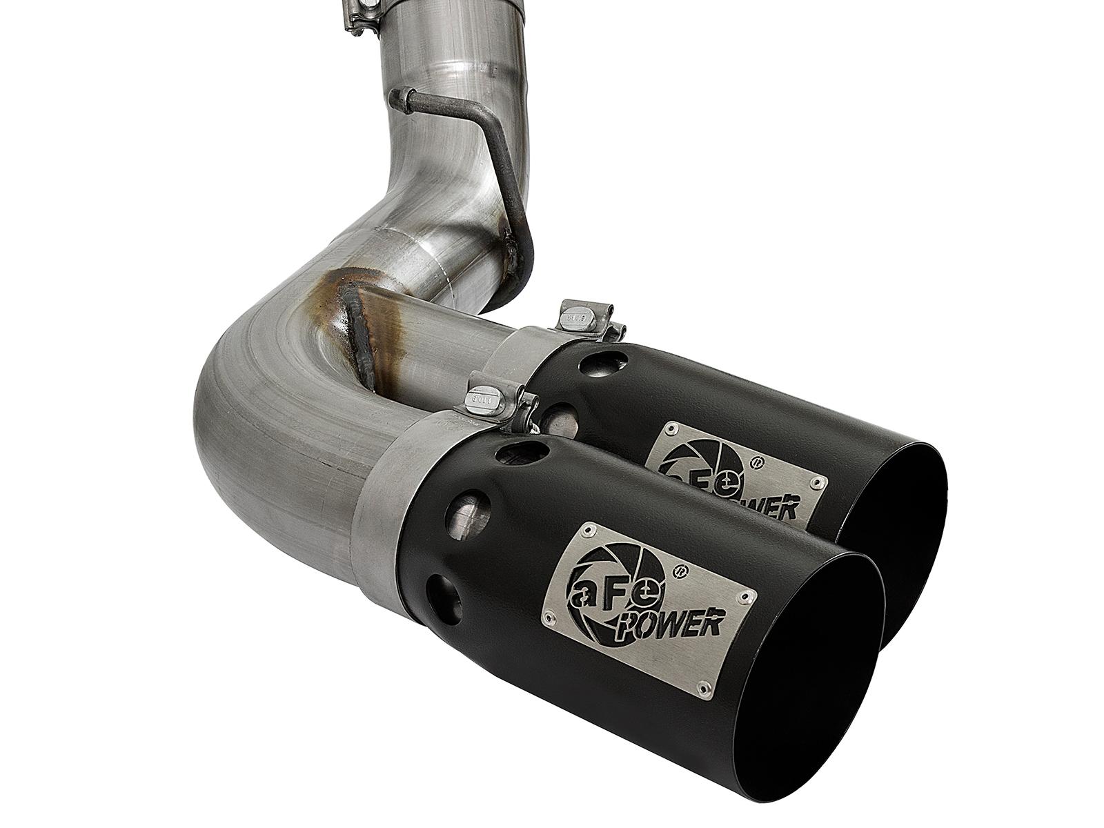 AFE Rebel XD 4 IN 409 Stainless Steel DPF-Back Exhaust w/Dual Black Tips (2017-2019 Silverado 2500 HD, Silverado 3500 HD, Sierra 2500 HD, Sierra 3500 HD) - 49-44089-B