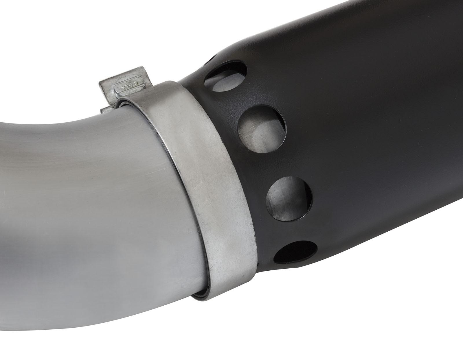 AFE Large Bore-HD 5 IN 409 Stainless Steel DPF-Back Exhaust System w/Black Tip - 49-44081-B