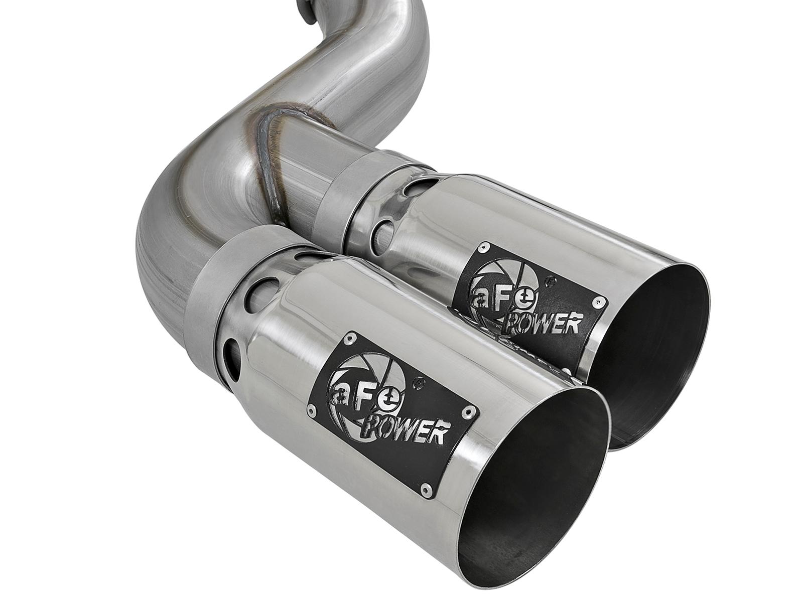 AFE Rebel XD 4 IN 409 Stainless Steel DPF-Back Exhaust System w/Polished Tip (2017-2021 F-250 Super Duty, F-350 Super Duty) - 49-43102-P