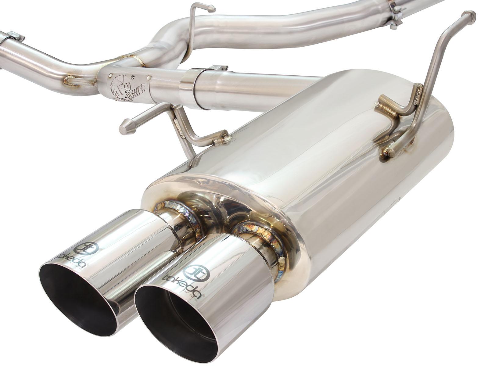 AFE Takeda 3 IN to 2-1/4 IN 304 Stainless Steel Cat-Back Exhaust w/ Polished Tip (2015-2020 WRX, WRX STI) - 49-36801-P
