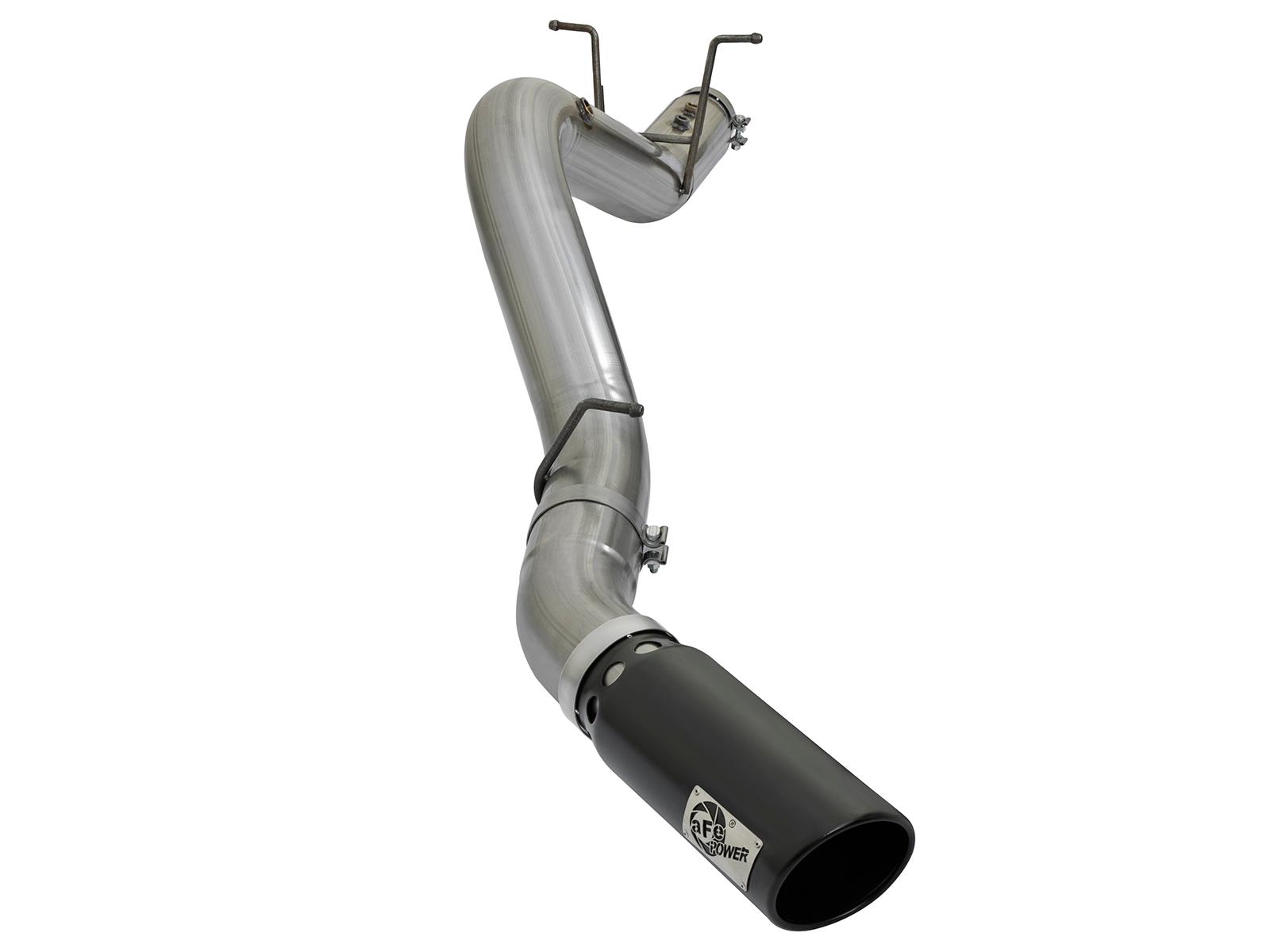 AFE Large Bore-HD 4 IN 409 Stainless Steel DPF-Back Exhaust System w/Black Tip (2017-2019 Silverado 2500 HD, Silverado 3500 HD, Sierra 2500 HD, Sierra 3500 HD) - 49-44085-B