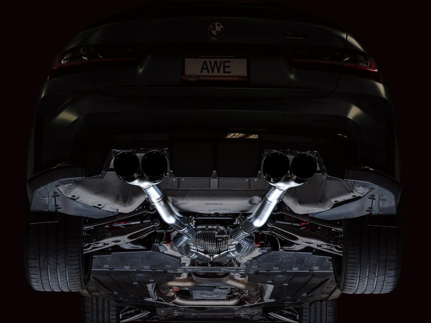 AWE Track Edition Catback Exhaust - Diamond Black Tips (2021+ BMW G8X M3 / M4) - 3020-42482