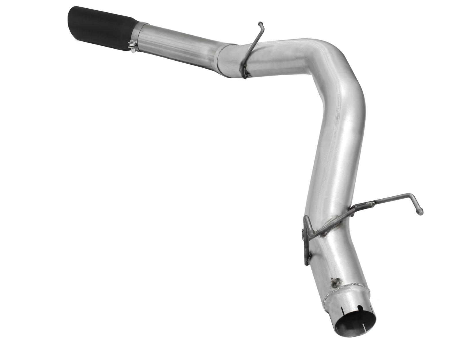 AFE Large Bore-HD 5 IN 409 Stainless Steel DPF-Back Exhaust System w/Black Tip (2013-2018 2500, 2500, 3500, 3500) - 49-42039-B
