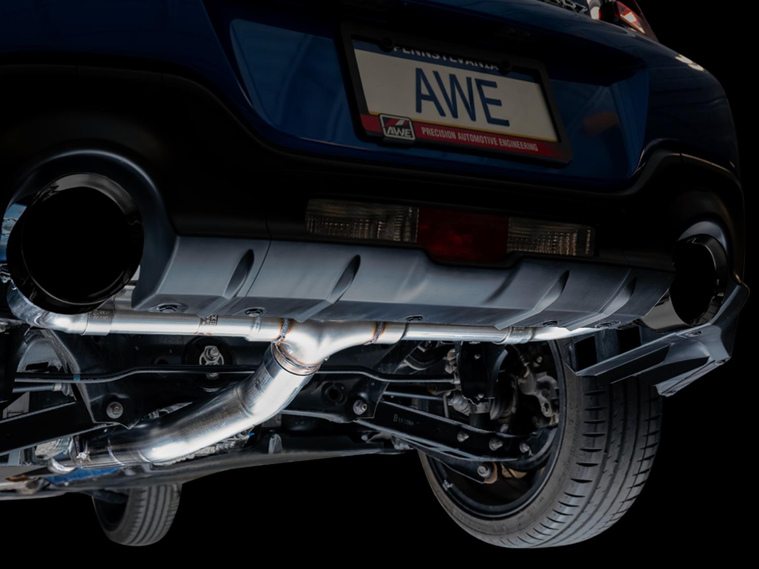 AWE Track Edition Exhaust - Diamond Black Tips (2016-2023 Subaru BRZ / Toyota GR86 / Toyota 86) - 3020-33279