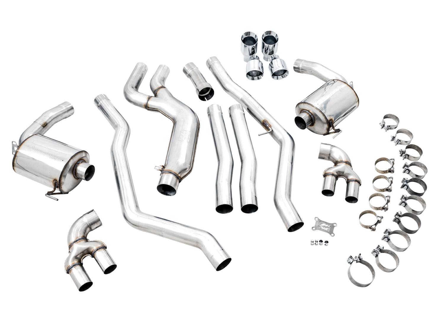 AWE Non-Resonated Touring Edition Exhaust for G20 M340i - Chrome Silver Tips (2019+ 3 Series) - 3015-42148
