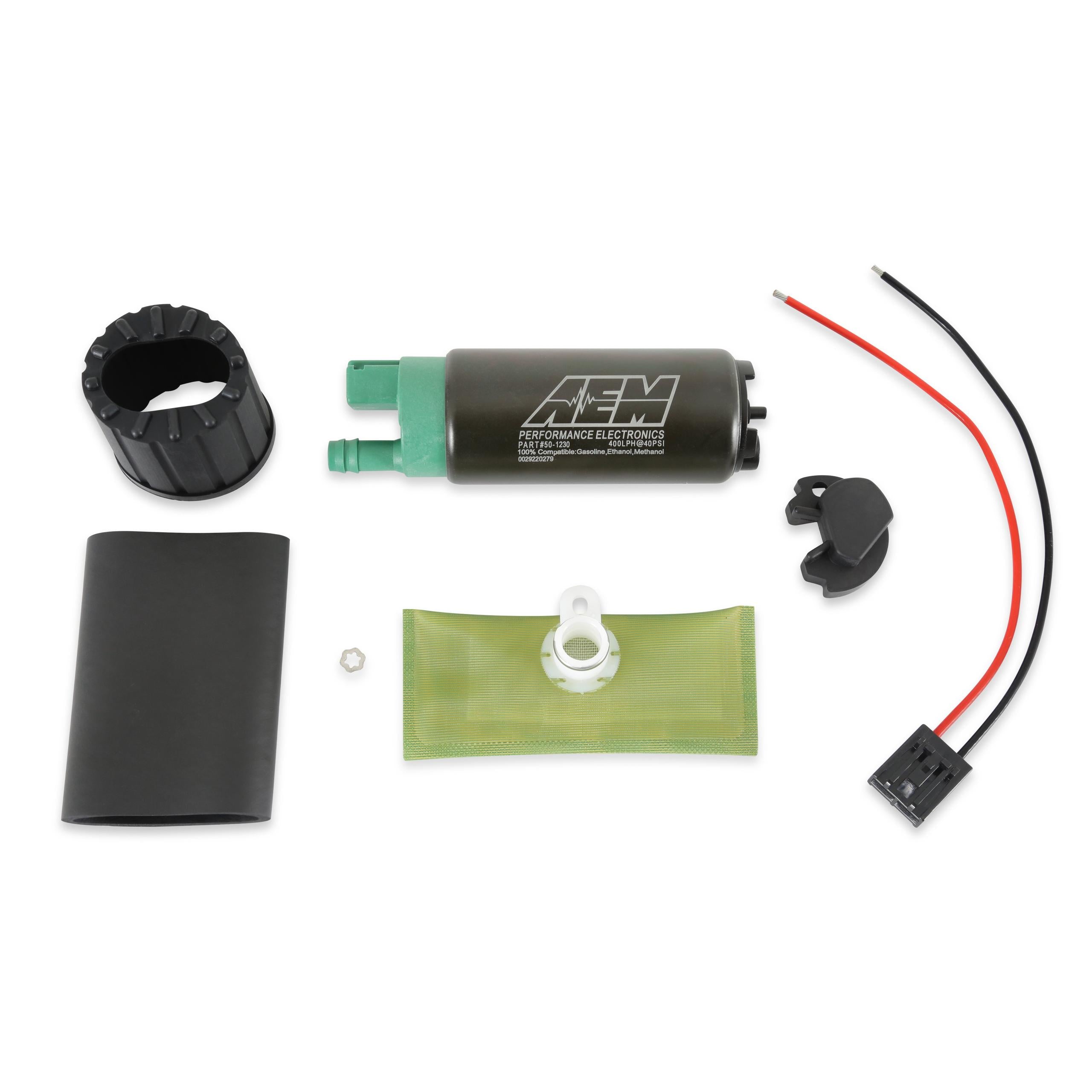 AEM 400LPH E85-COMPATIBLE FUEL PUMP KIT - DOUBLE BARB - 50-1230
