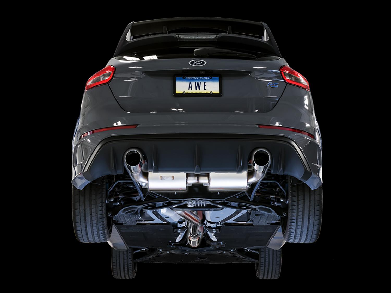 AWE 3020-32036 2016-2018 Focus RS Touring Edition Catback Exhaust with Chrome Silver Tips (Resonated)