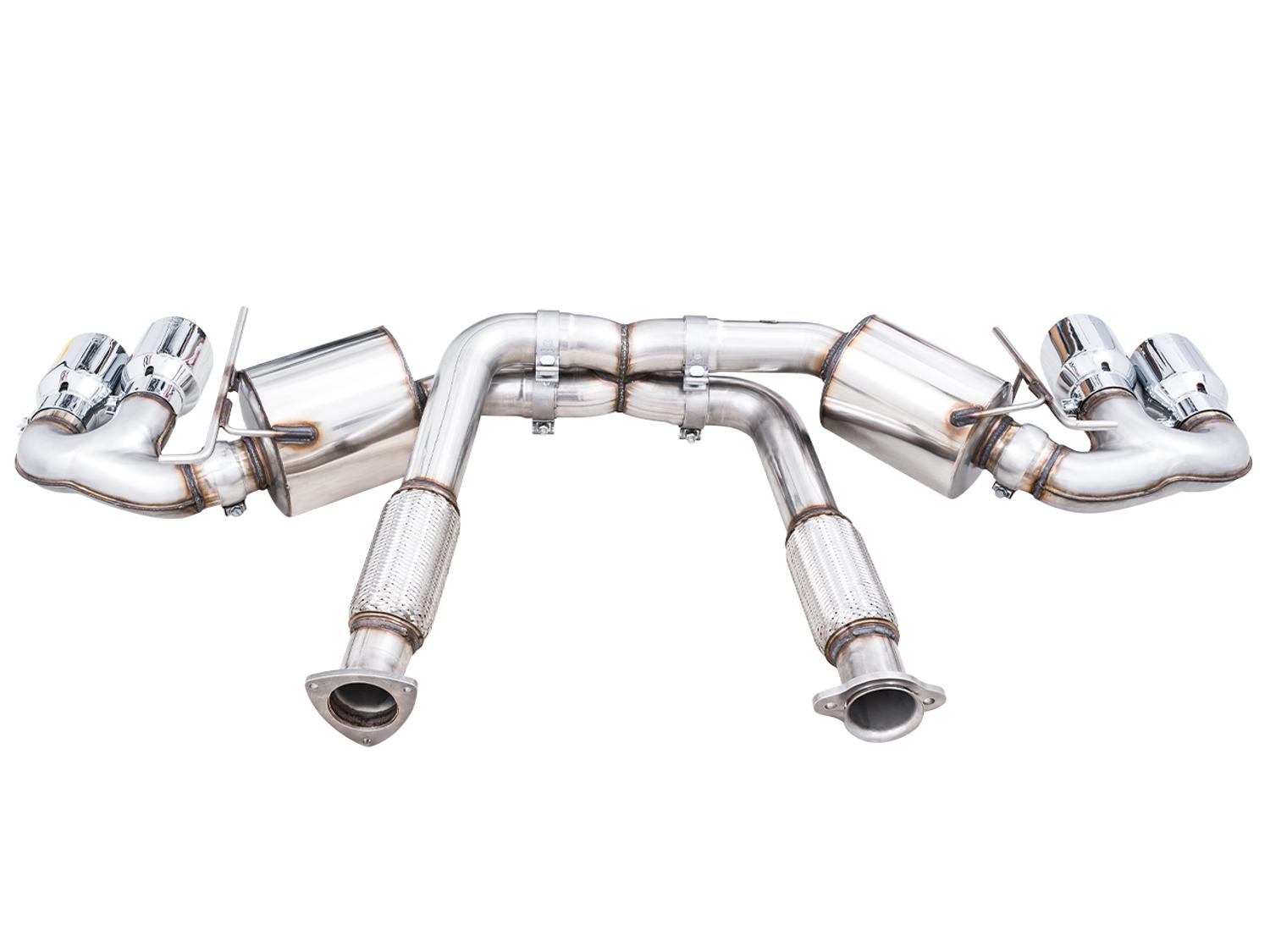 AWE Touring Edition Exhaust - Quad Chrome Silver Tips (2020-2024 Corvette C8) - 3015-42151