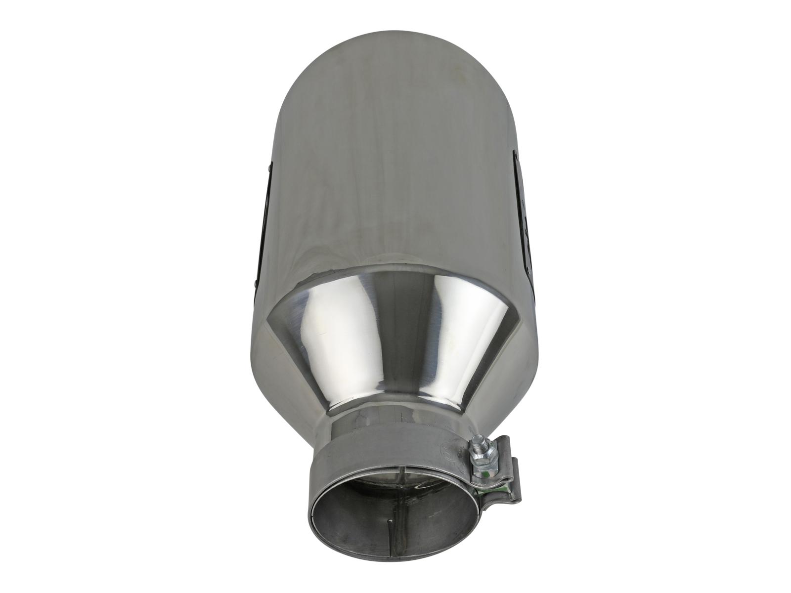 AFE MACH Force-Xp 304 Stainless Steel Clamp-on Exhaust Tip Polished (4 IN Inlet x 8 IN Outlet x 15 IN L) - 49T40801-P15