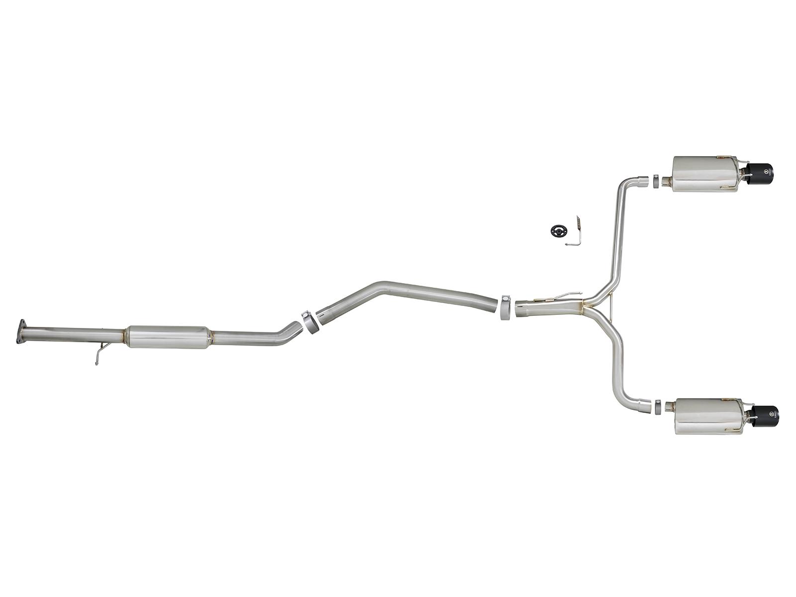 AFE Takeda 2-1/2 IN to 1-3/4 IN 304 Stainless Steel Cat-Back Exhaust w/ Black Tips (2013-2017 Accord) - 49-36605-B