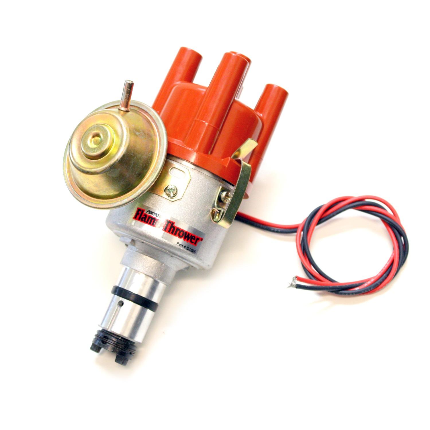 Pertronix Flame-Thrower "Stock Look" Bosch Style Distributor Featuring Original Ignitor Electronics. 6-Volt Negative Ground With Vacuum Advance. - D189504