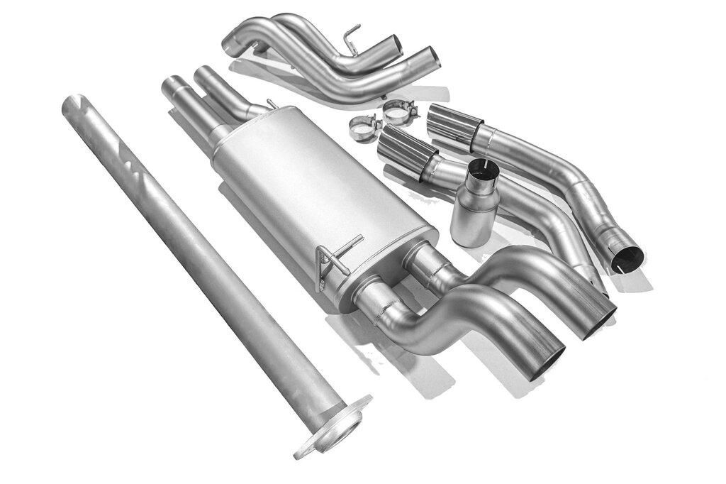 Long Tube Headers LTH Full Cat Back Exhaust Factory Bolt In / 3.00" Stainless Steel | Titan™ Finish | Polished Tips (2015-2020 F-150 V8) - FDCB00007P