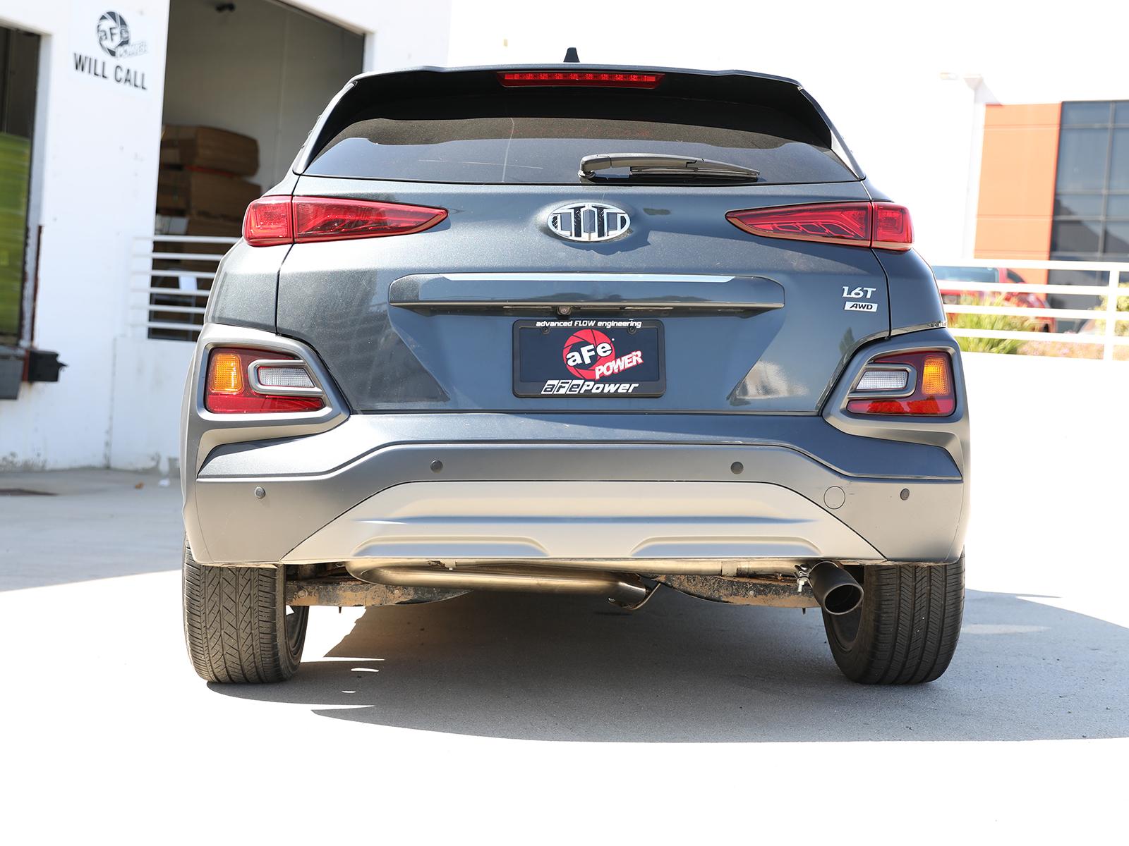 AFE Takeda 2-1/2 IN 304 Stainless Steel Axle-Back Exhaust w/o Muffler Black Tips Hyundai Kona 18-23 L4-1.6L (t) - 49-37017NM-B