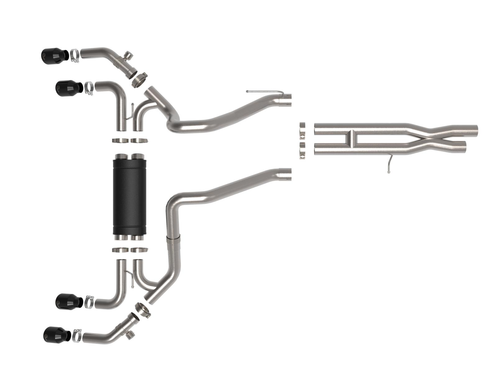 aFe Vulcan Series 2.5" to 3" 304 Stainless Steel Cat-Back Exhaust system w/ Black Tips (2021-2022 Jeep Wrangler 392 V8-6.4L) - 49-38098-B