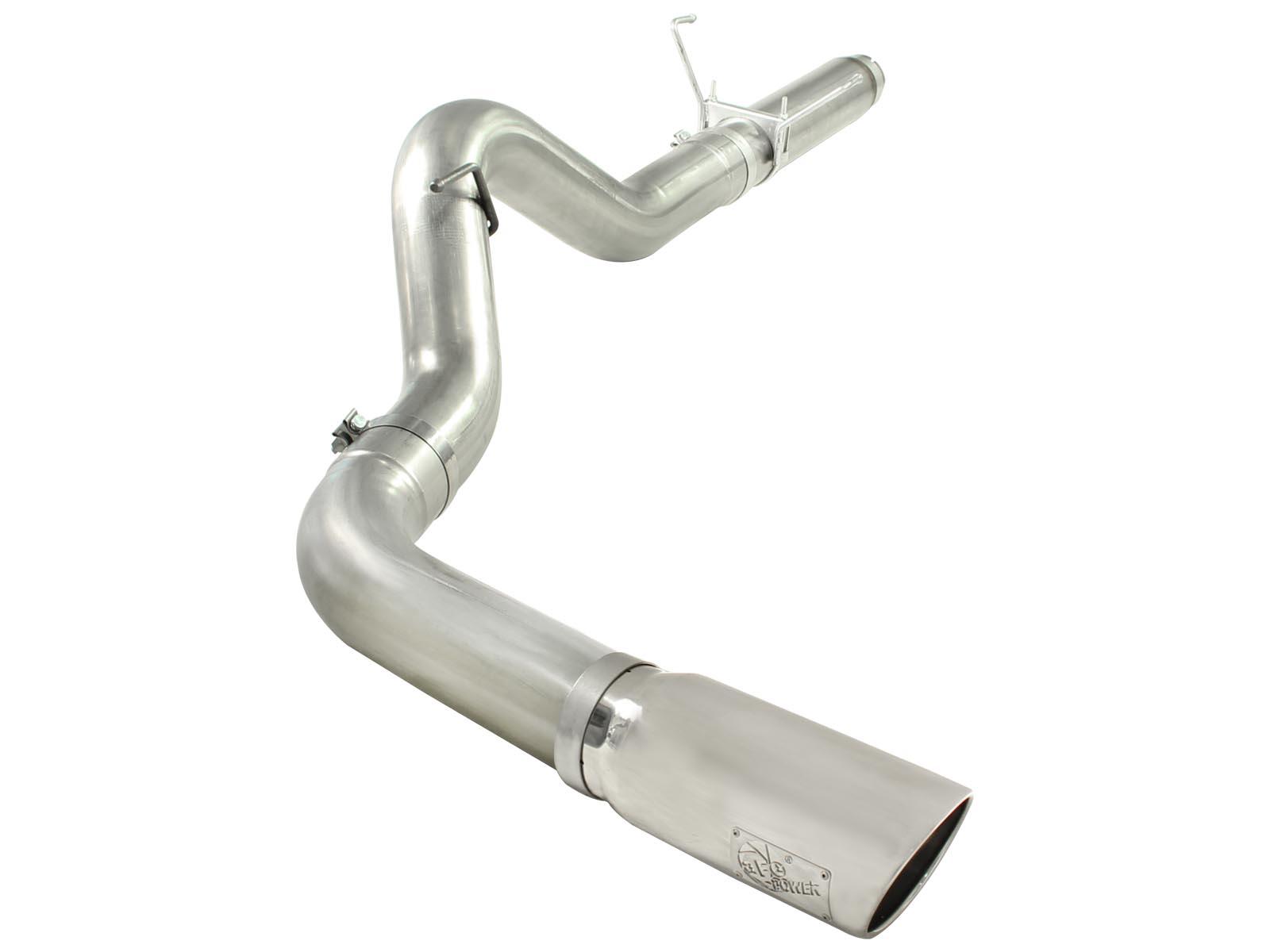 AFE Large Bore-HD 5 IN 409 Stainless Steel DPF-Back Exhaust System w/Polished Tip (2007-2012 2500, 3500, Ram 2500, Ram 3500) - 49-42016-P