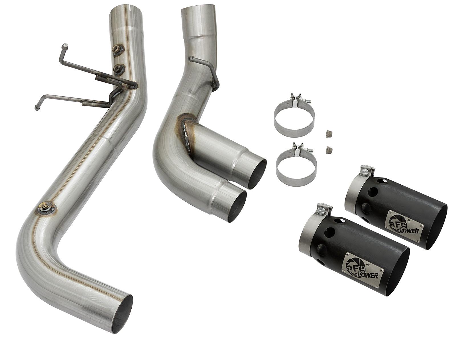 AFE Rebel XD 4 IN 409 Stainless Steel DPF-Back Exhaust w/Dual Black Tips (2017-2019 Silverado 2500 HD, Silverado 3500 HD, Sierra 2500 HD, Sierra 3500 HD) - 49-44089-B