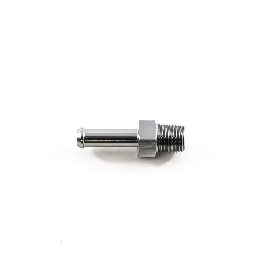 DeatschWerks 1/8 Inch NPT Male Thread to 1/4 Inch Single Hose Barb Adapter, Anodized DW Titanium - 6-02-0915