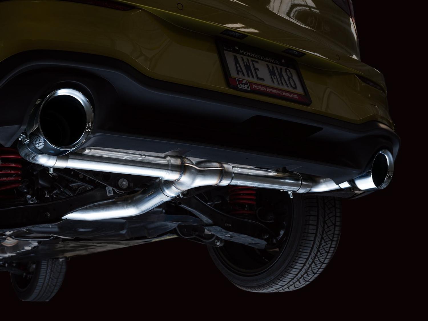 AWE Track Edition Catback Exhaust - Chrome Silver Tips (2022-2023 Volkswagen MK8 GTI) - 3020-32658