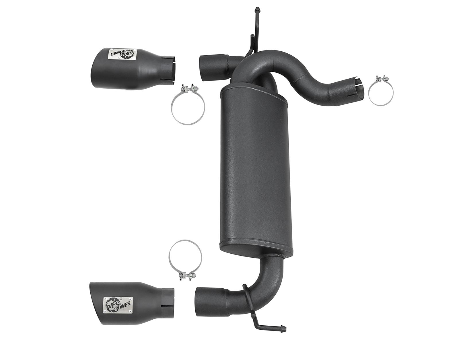 AFE Rebel Series 2-1/2 IN 409 Stainless Steel Axle-Back Exhaust System w/ Black Tips - 49-48061-B
