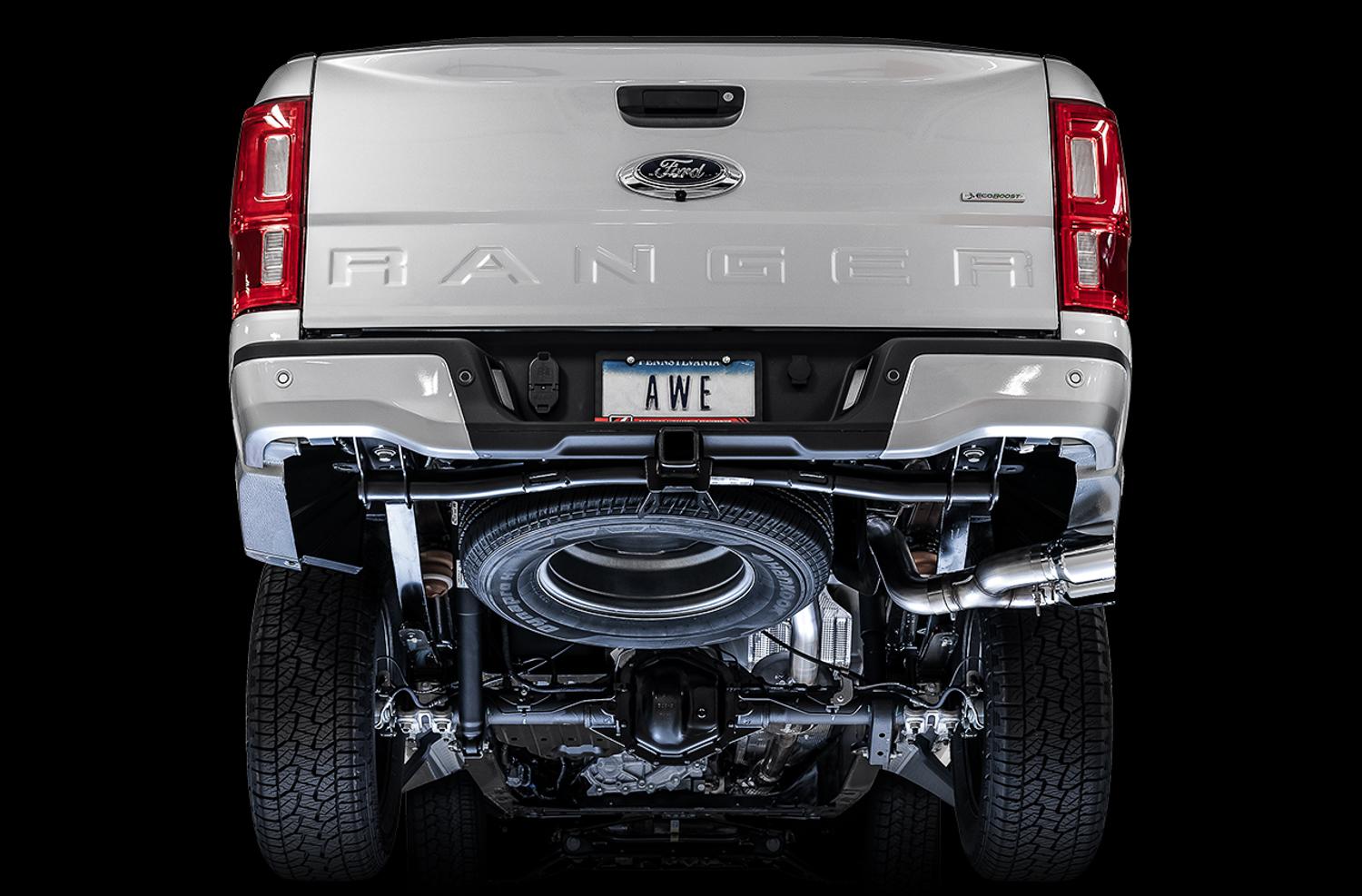 AWE 0FG Exhaust with BashGuard DUAL CHROME TIPS (2019-2021 Ranger) - 3015-22072
