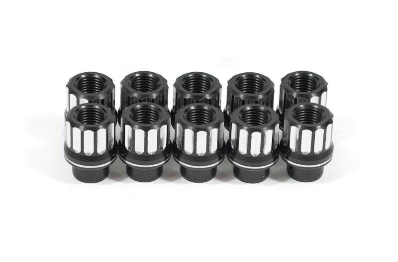 BMR Fabrication Lug nut kit, 5/8-18 RH, flange, 12-pt, aluminum, set of 10 Black Anodized - LNK007