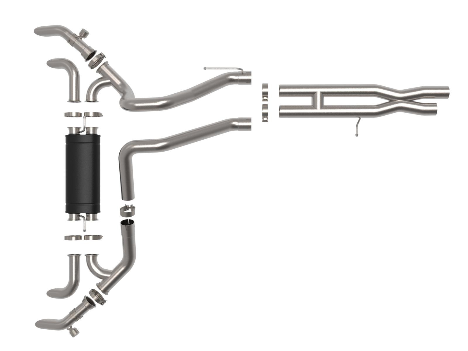 AFE Vulcan Series 2-1/2 IN to 3 IN Stainless Steel Cat-Back Exhaust System Jeep Wrangler 392 21-22 V8-6.4L - 49-38101