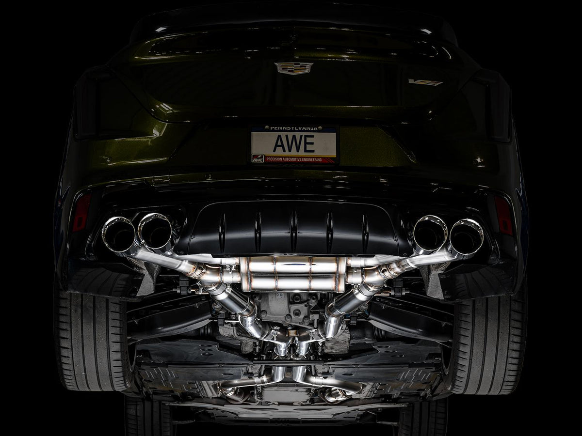 AWE SwitchPath™ Exhaust for Cadillac CT4-V Blackwing - Chrome Silver Tips - 3025-42436