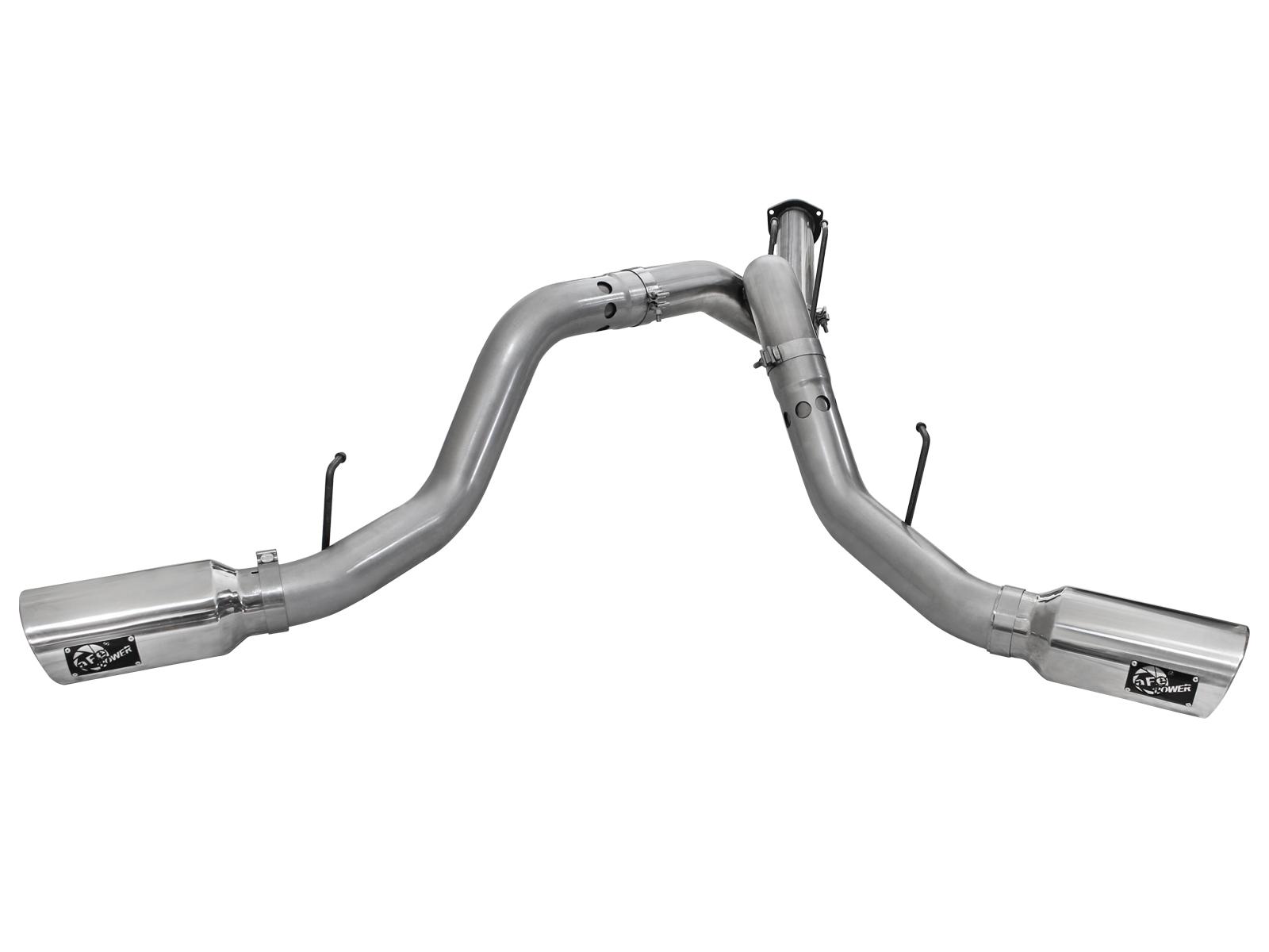 AFE Large Bore-HD 4 IN 409 Stainless Steel DPF-Back Exhaust System w/Polished Tip - 49-43065-P