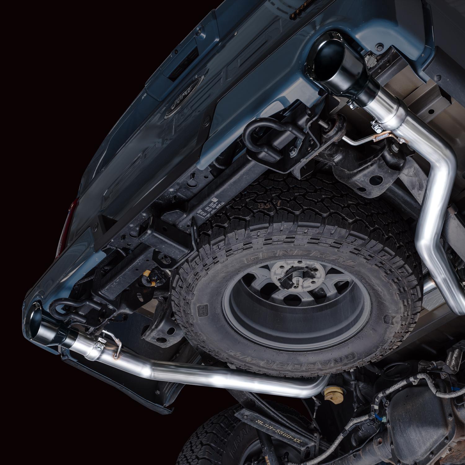 AWE 0FG Non-Resonated Catback (With Bumper Cutouts) - Diamond Black Tips (2021-2025 F-150 Tremor 3.5L / 5.0L) - 3020-33402