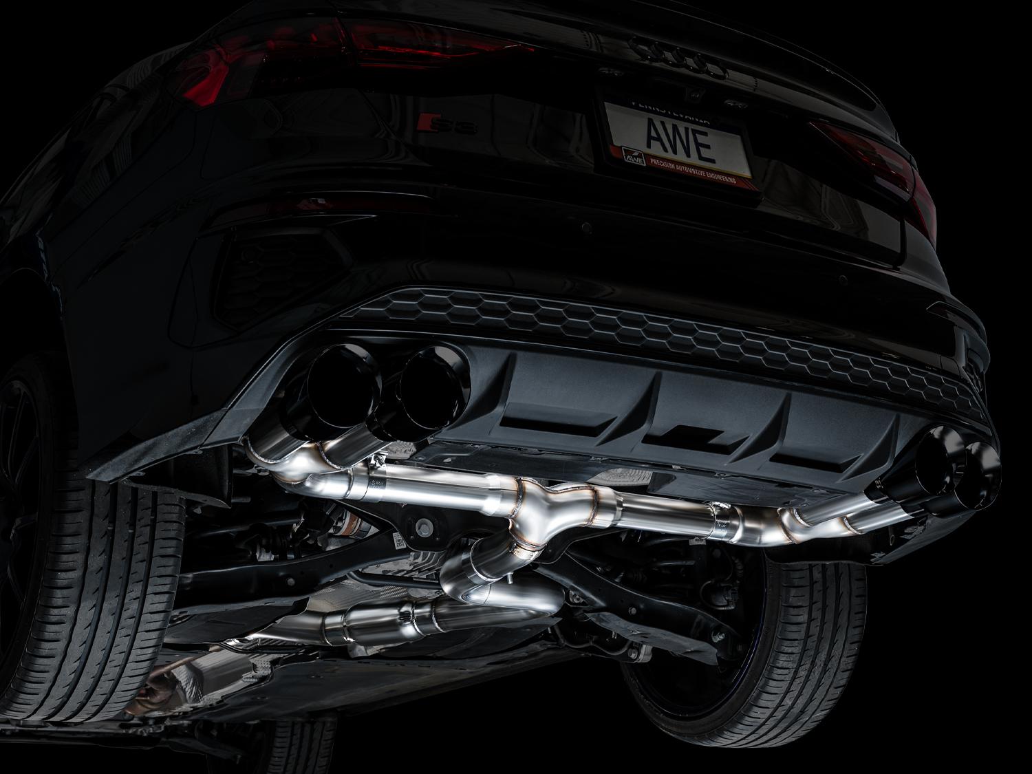 AWE Track Edition Exhaust for Audi 8Y S3 - Diamond Black Tips - 3020-43897