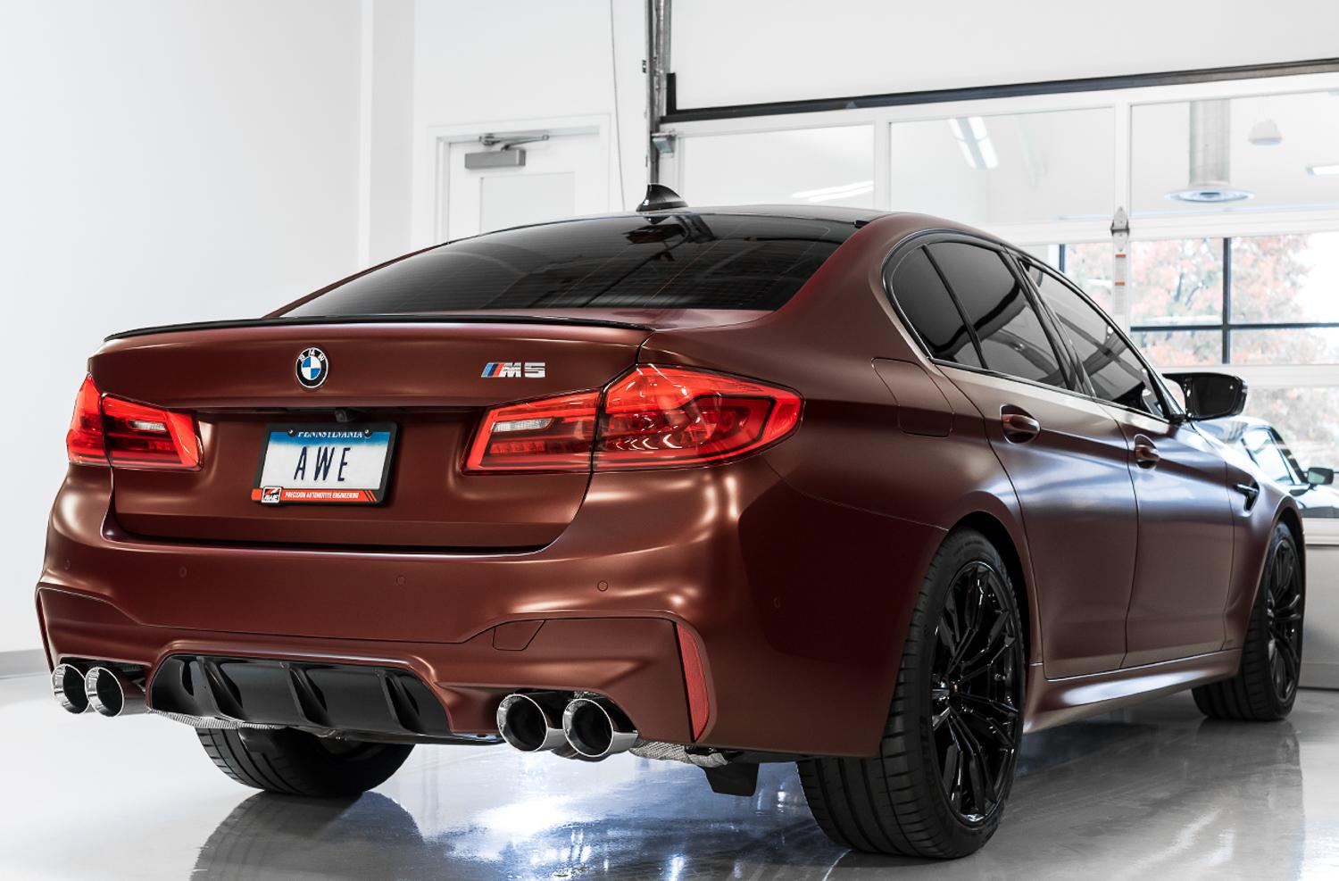 AWE Tuning 18-22 BMW M5 (F90) 4.4T AWD SwitchPath Axle-back Exhaust - Diamond Black Tips - 3025-43065