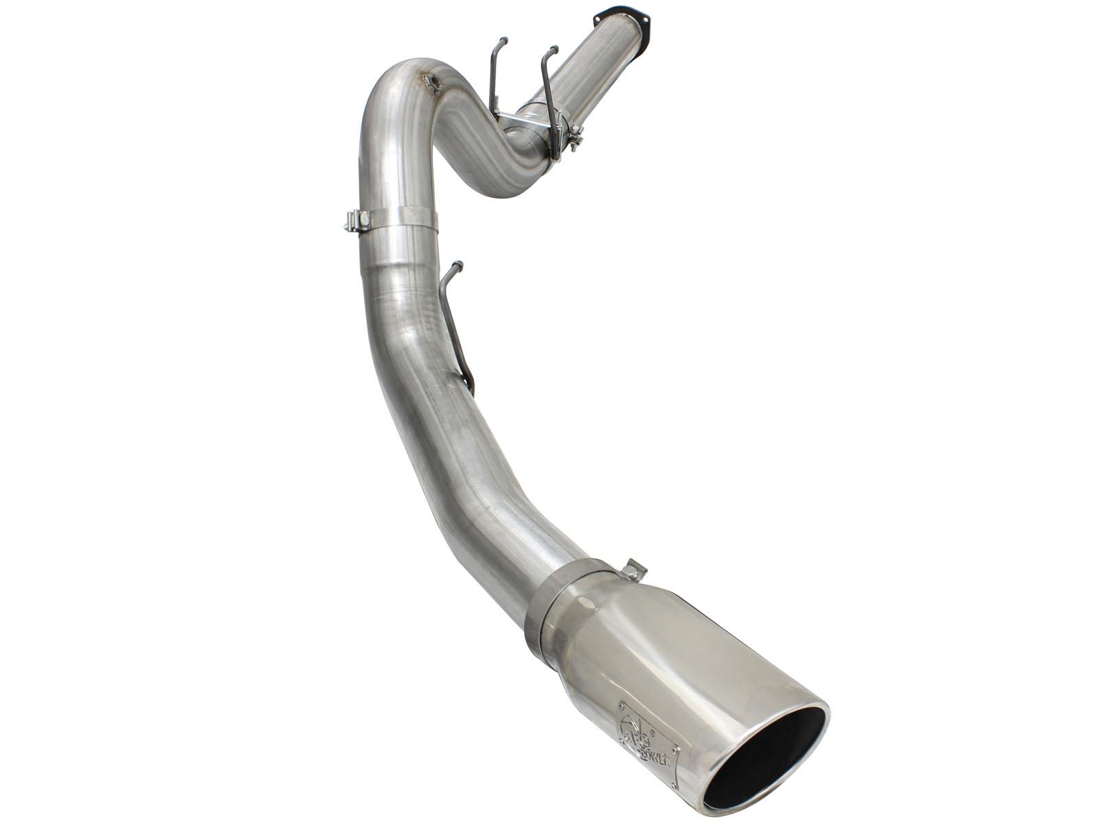 AFE Large Bore-HD 5 IN 409 Stainless Steel DPF-Back Exhaust System w/Polished Tip - 49-43064-P