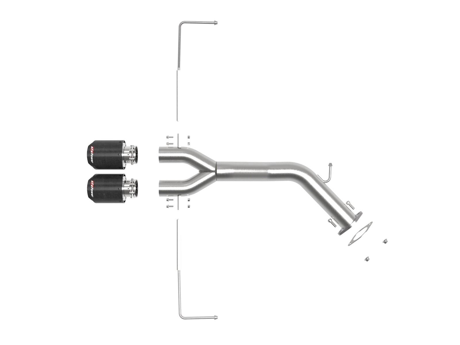 AFE Takeda 3 IN to 2-1/2 IN 304 Stainless Steel Axle-Back Exhaust Carbon Fiber Tip (Hyundai Veloster 19-20 L4-1.6L (t)) - 49-37012-C