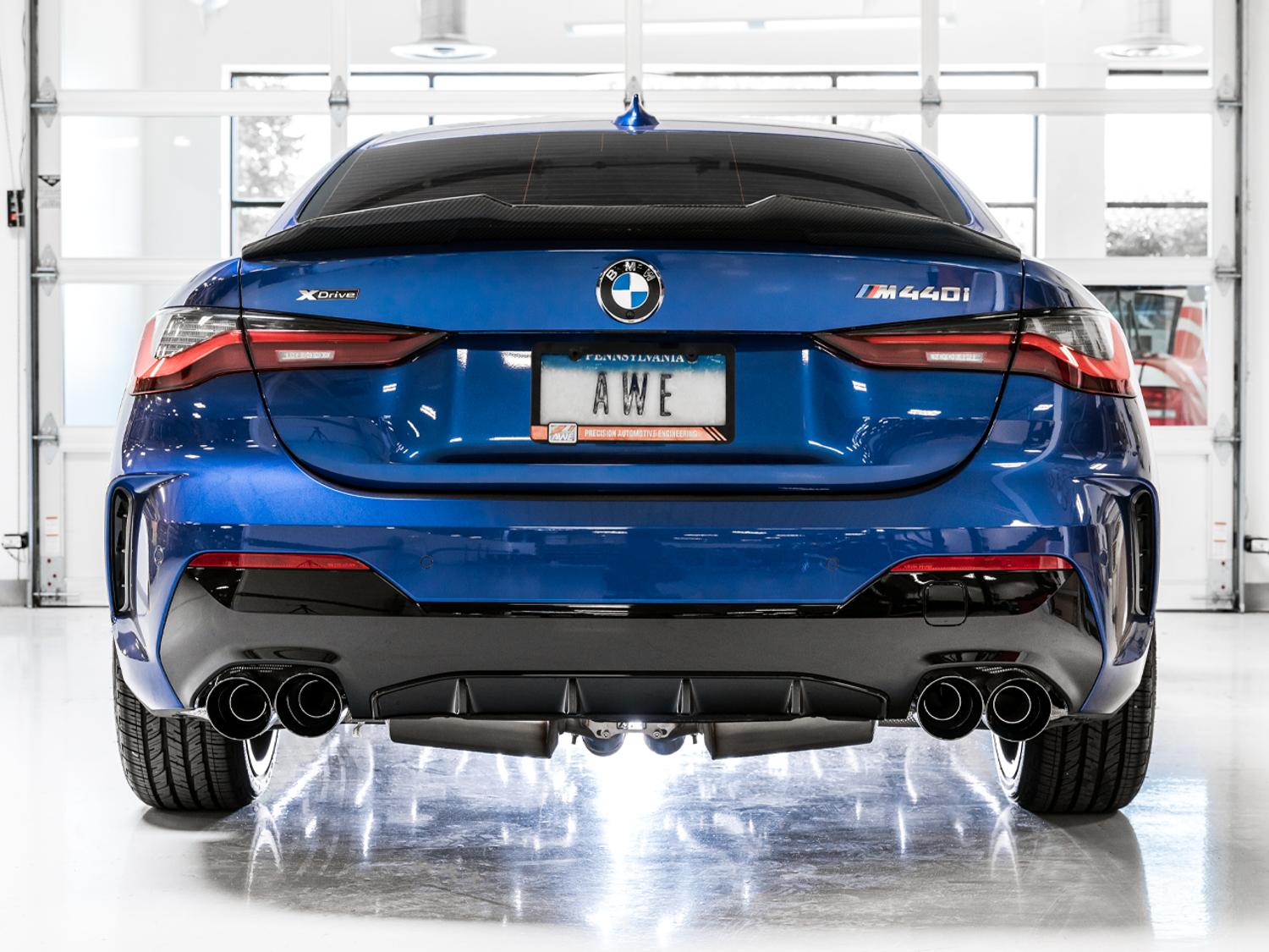 AWE Track Edition Exhaust for G20 M340i - Diamond Black Tips (2019+ 3 Series) - 3020-43085