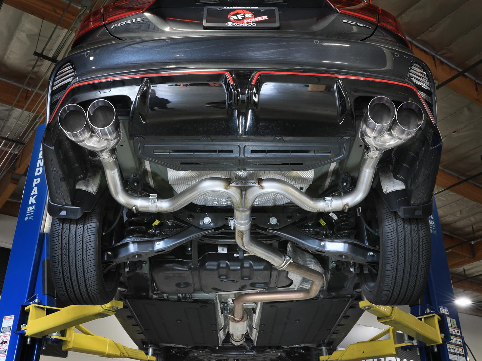 AFE Takeda 3 IN to 2-1/2 IN 304 Stainless Steel Axle-Back Exhaust w/ Polished Tips (2022-2024 Forte GT) - 49-37039-P