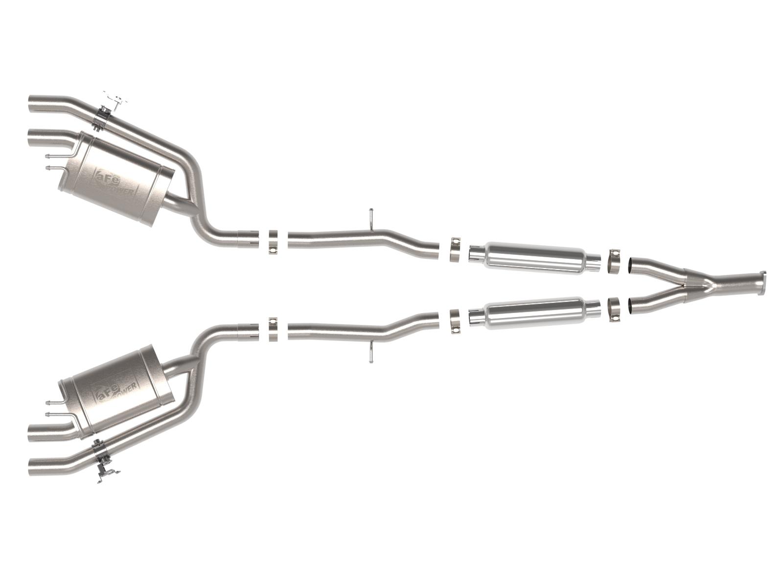 AFE Gemini XV 3 IN to 2-1/2 304 Stainless Steel Cat-Back Exhaust System w/ Cut-Out - 49-37024