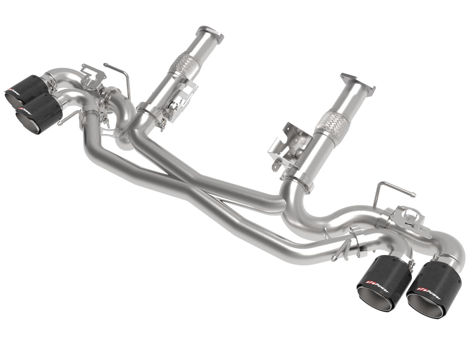 AFE MACH Force-Xp 304 Stainless Steel Cat-Back Exhaust w/o Muffler Carbon (w/ NPP) (Chevrolet Corvette (C8) 2020 V8-6.2L) - 49-34124NM-C