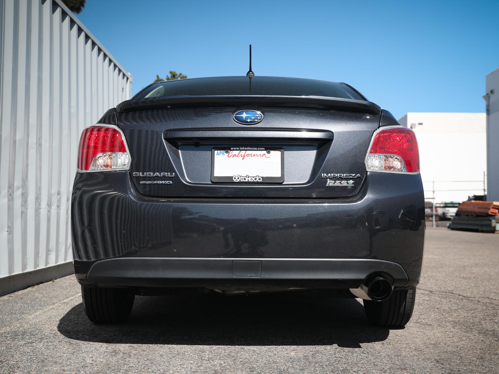 AFE Takeda 2-1/4 IN 304 Stainless Steel Cat-Back Exhaust System w/ Black Tip (2012-2016 Impreza) - 49-36052-B