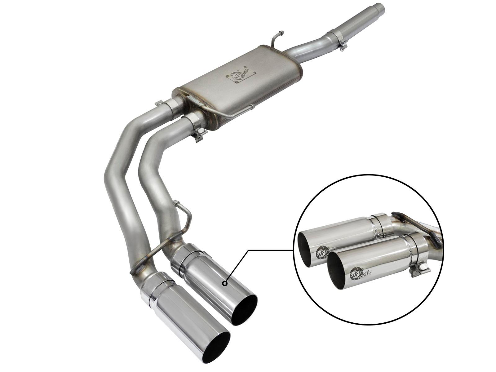 AFE Rebel Series 3 IN to 2-1/2 IN 409 Stainless Steel Cat-Back Exhaust w/ Polish Tip (2004-2008 F-150) - 49-43079-P