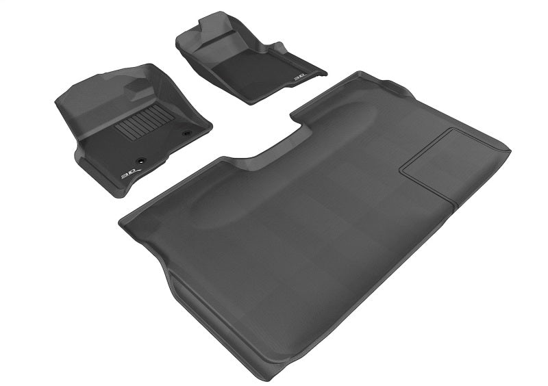3D MAXpider 2010-2014 Ford F-150 Supercrew Kagu 1st & 2nd Row Floormats - Black
