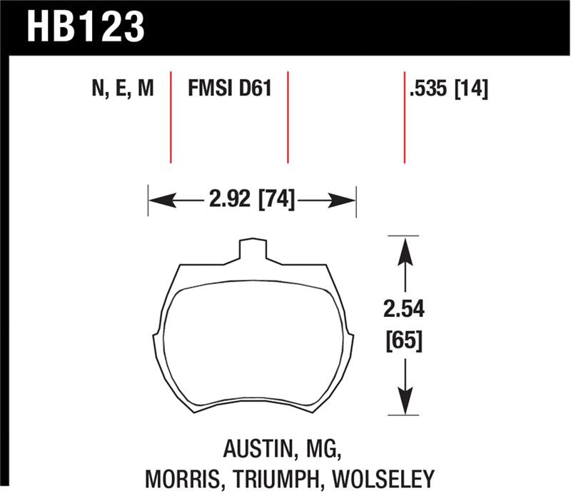 Hawk Motorsports Brake Pads (1975-1980 Triumph TR7,1966-1979 MG Midget) - HB123M.535