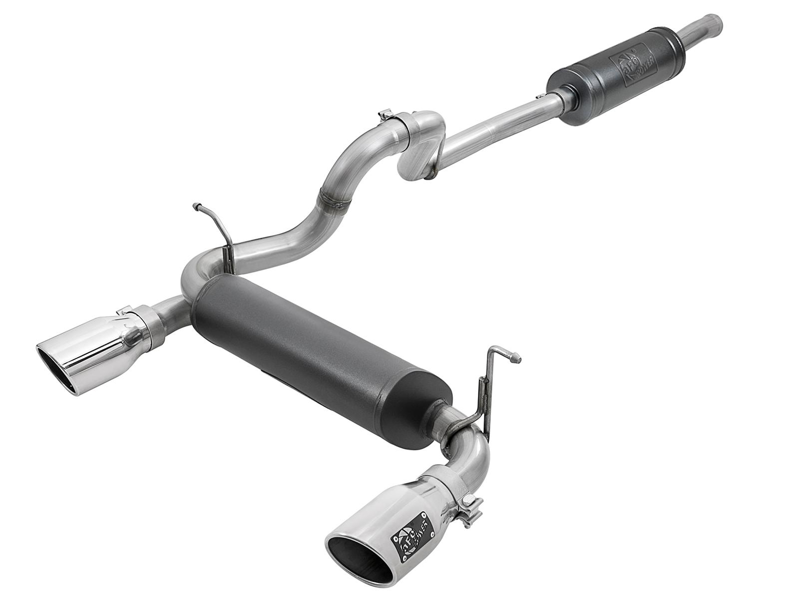 AFE Rebel Series Cat-Back Exhaust w/ Dual Polished Tip (2018-2021 Wrangler, Wrangler) - 49-38066-P
