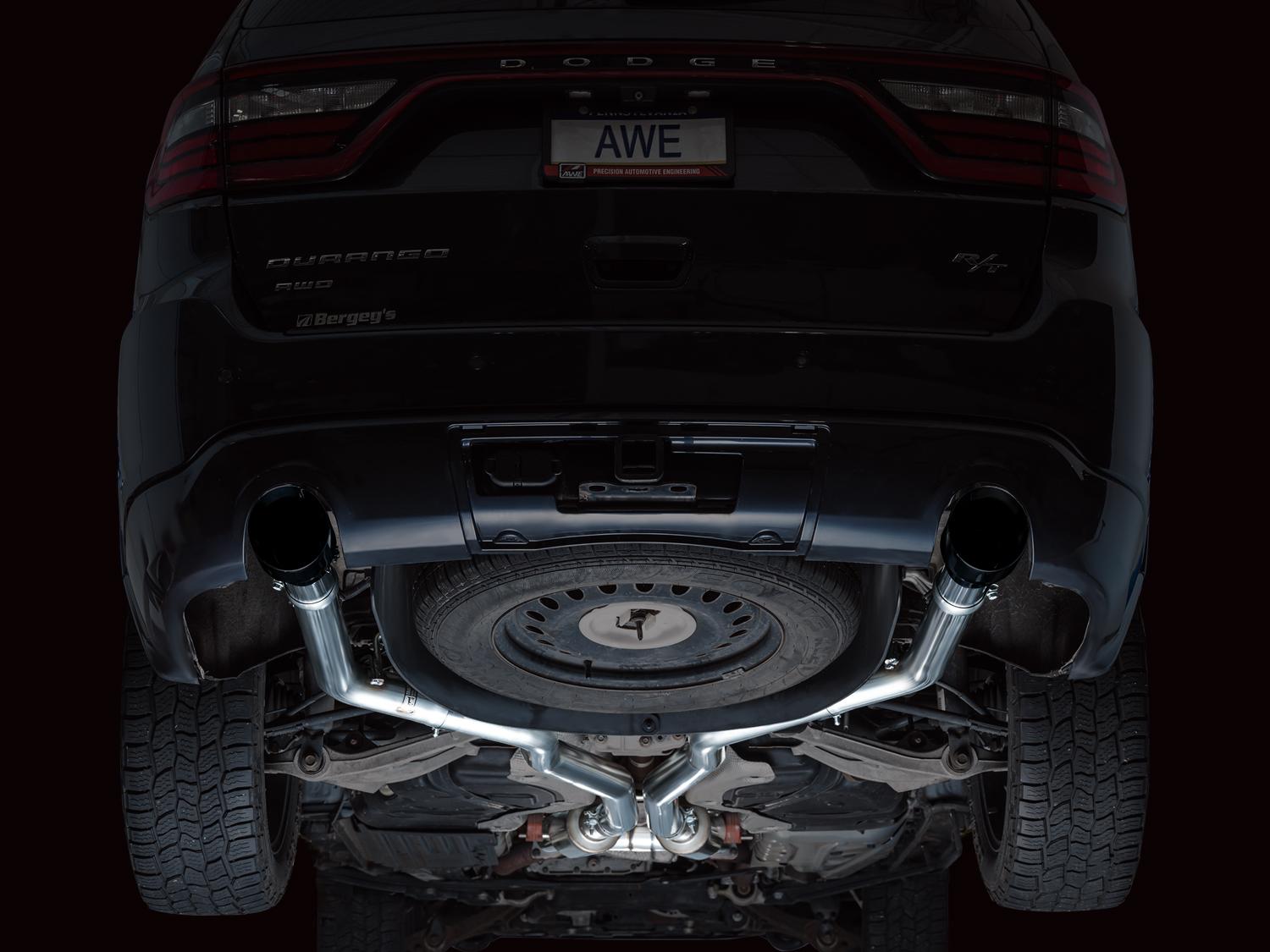 AWE Track Edition Exhaust - Diamond Black Tips (2011-2024 Dodge Durango 5.7L) - 3020-33575