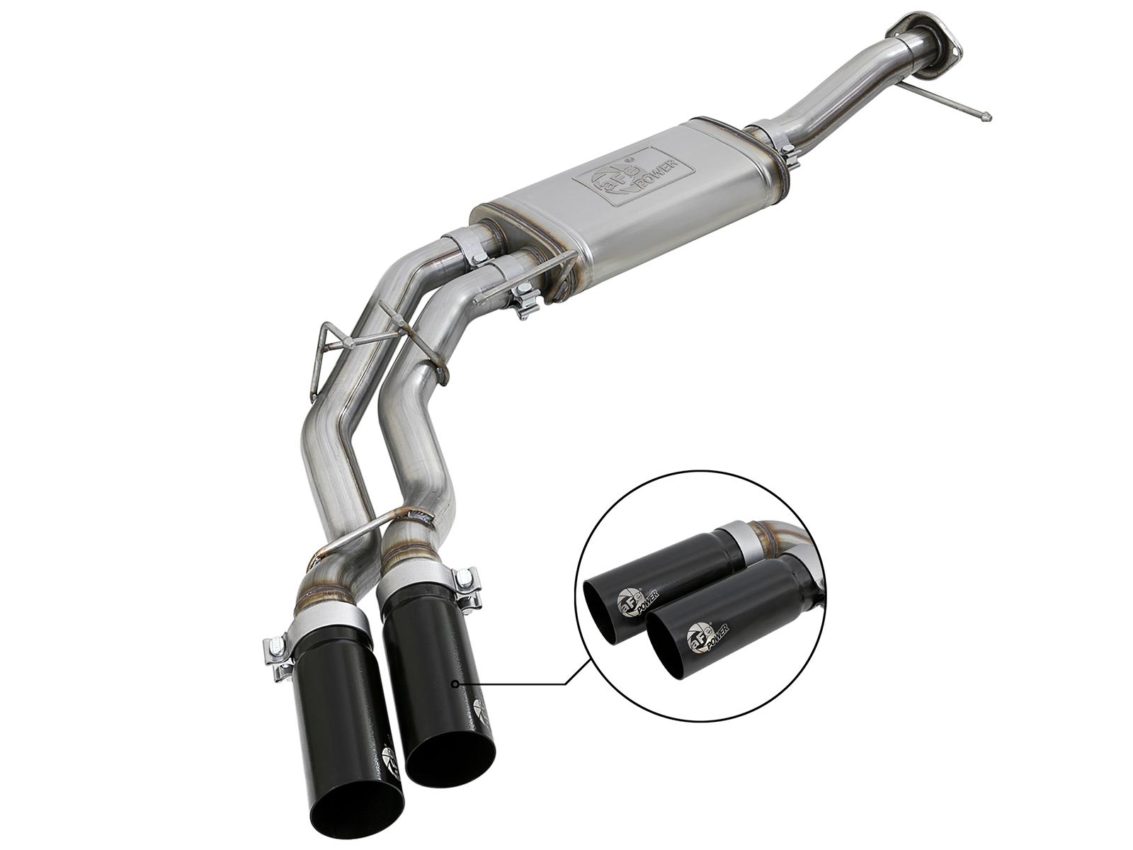 AFE Rebel Series 3 IN to 2-1/2 IN 409 Stainless Steel Cat-Back Exhaust w/ Black Tip (2011-2014 F-150) - 49-43078-B