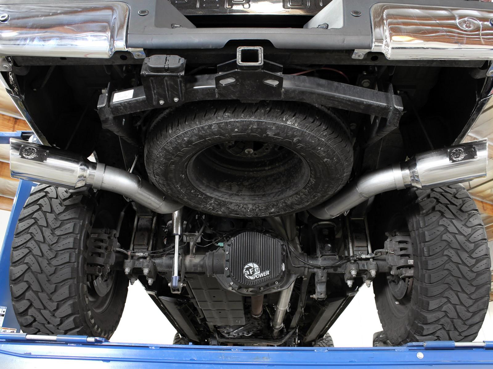 AFE Large Bore-HD 4 IN 409 Stainless Steel DPF-Back Exhaust System w/Polished Tip (Ford Diesel Trucks 15-16 V8-6.7L (td)) - 49-43122-P