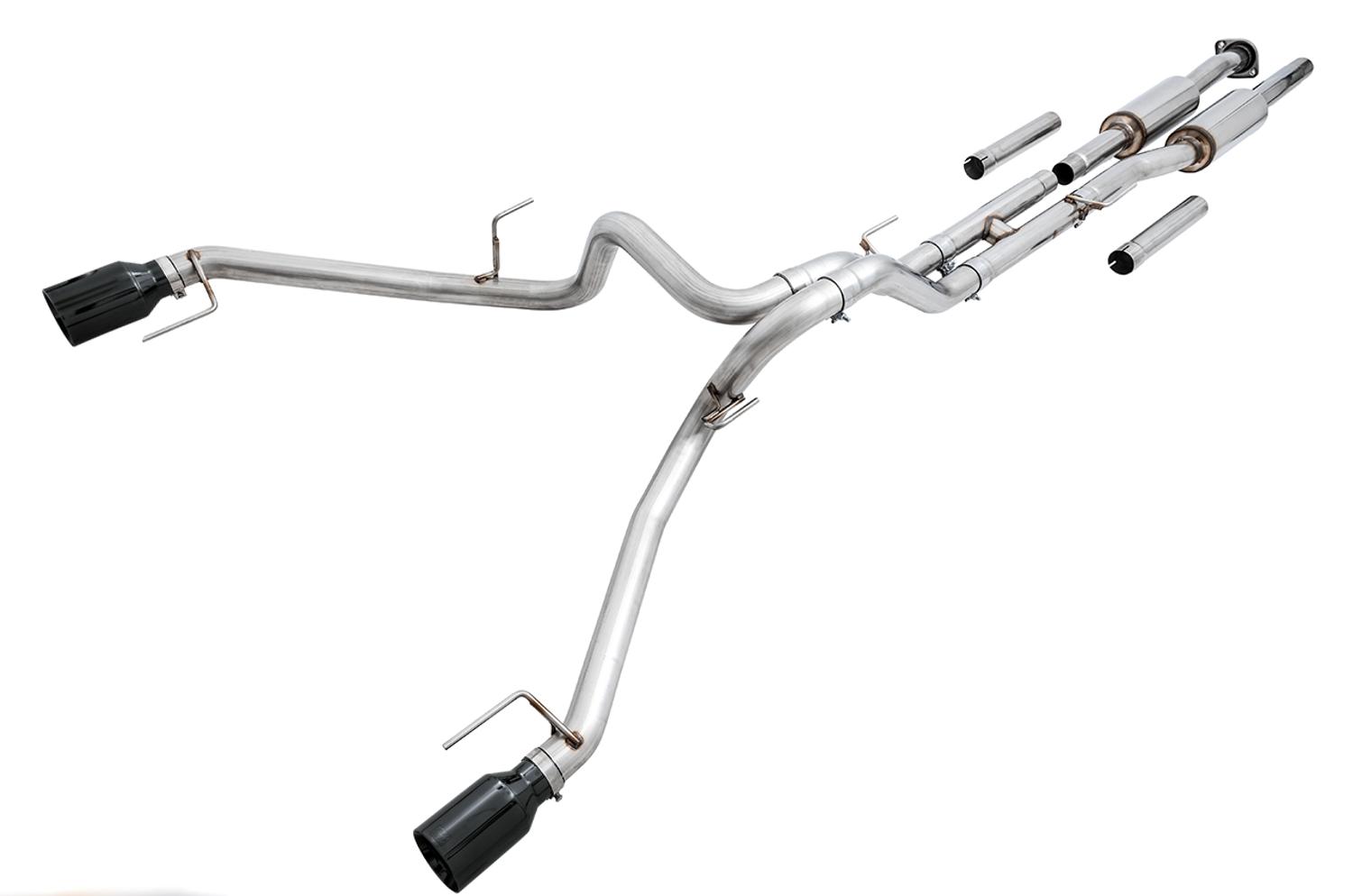 AWE 3015-33106 0FG Exhaust for 17-20 Ford Raptor (Resonated Peformance Cat-back) - Diamond Black 5" Tips