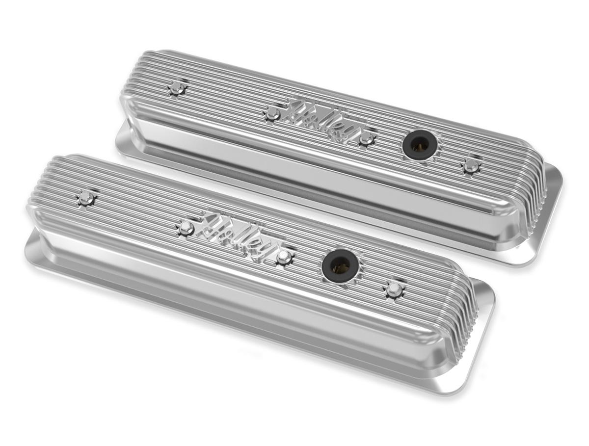 Holley Finned Valve Covers for Small Block Chevy Engines - Polished.  - 241-248