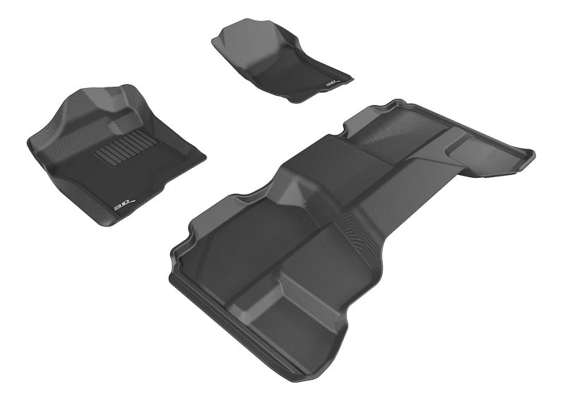 3D MAXpider 2007-2013 Chevrolet Silverado Extended Cab Kagu 1st & 2nd Row Floormats - Black