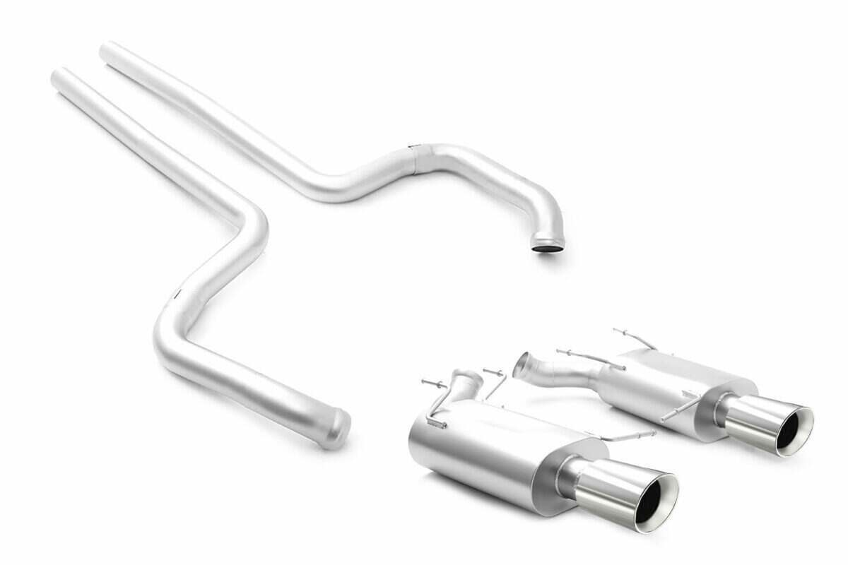 Long Tube Headers Full Cat Back Exhaust, Factory Bolt In / 2.75", 18 Gauge 304 Stainless Steel | Titan™ Finish | Polished Tips (2011-2014 Mustang / 2011-2012 GT500) - FDCB00001P