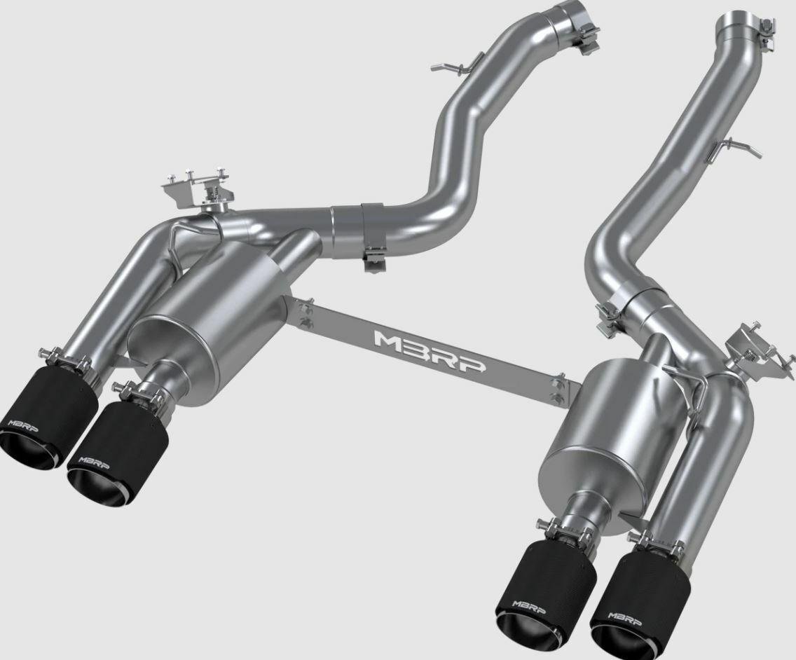MBRP 3" Resonator-Back Exhaust - Quad Rear Exit - Active Profile (2019-2021 BMW M3 Comp) - S45023CF